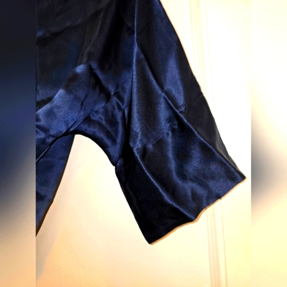 Amanda Uprichard Navy Blue Blouse Top | Size Large | 100% Silk - Picture 6 of 14